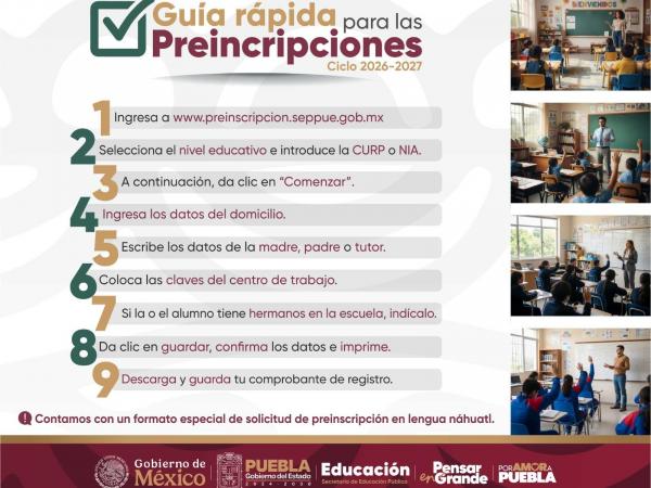 Inicia SEP Proceso de preinscripciones del 3 al 27 de febrero