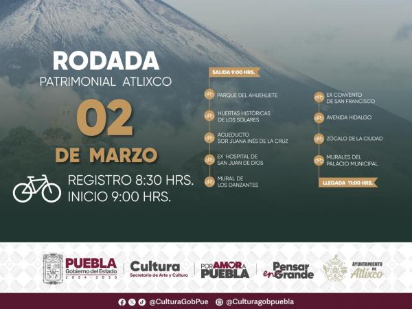 Secretaría de Arte y Cultura organiza rodadas patrimoniales en municipios poblanos