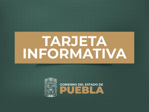 Tarjeta informativa de la Secretaría de Infraestructura