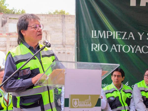 Avanza saneamiento de Río Atoyac con faena comunitaria en Xoxtla