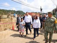 Gobernador Armenta supervisa limpieza y reconstrucci&oacute;n de viviendas afectadas en Huauchinango