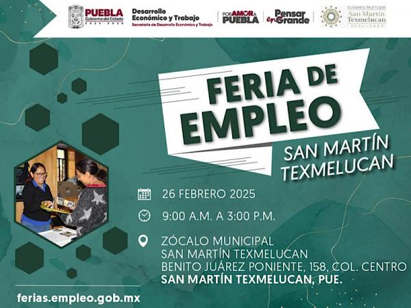 Gobierno estatal lleva feria de empleo y servicios a San Martín Texmelucan