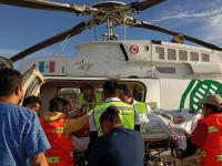 Con respuesta inmediata, trasladan por v&iacute;a a&eacute;rea a motociclista grave desde Ciudad Serd&aacute;n