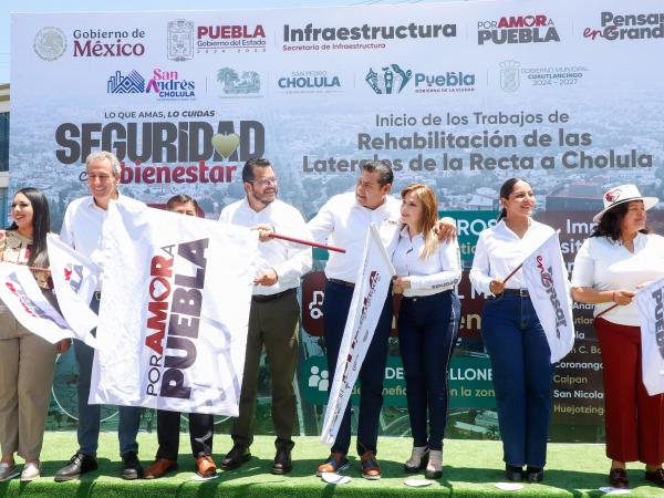 Gobierno de Armenta impulsa seguridad y bienestar con rehabilitación de laterales en Recta a Cholula